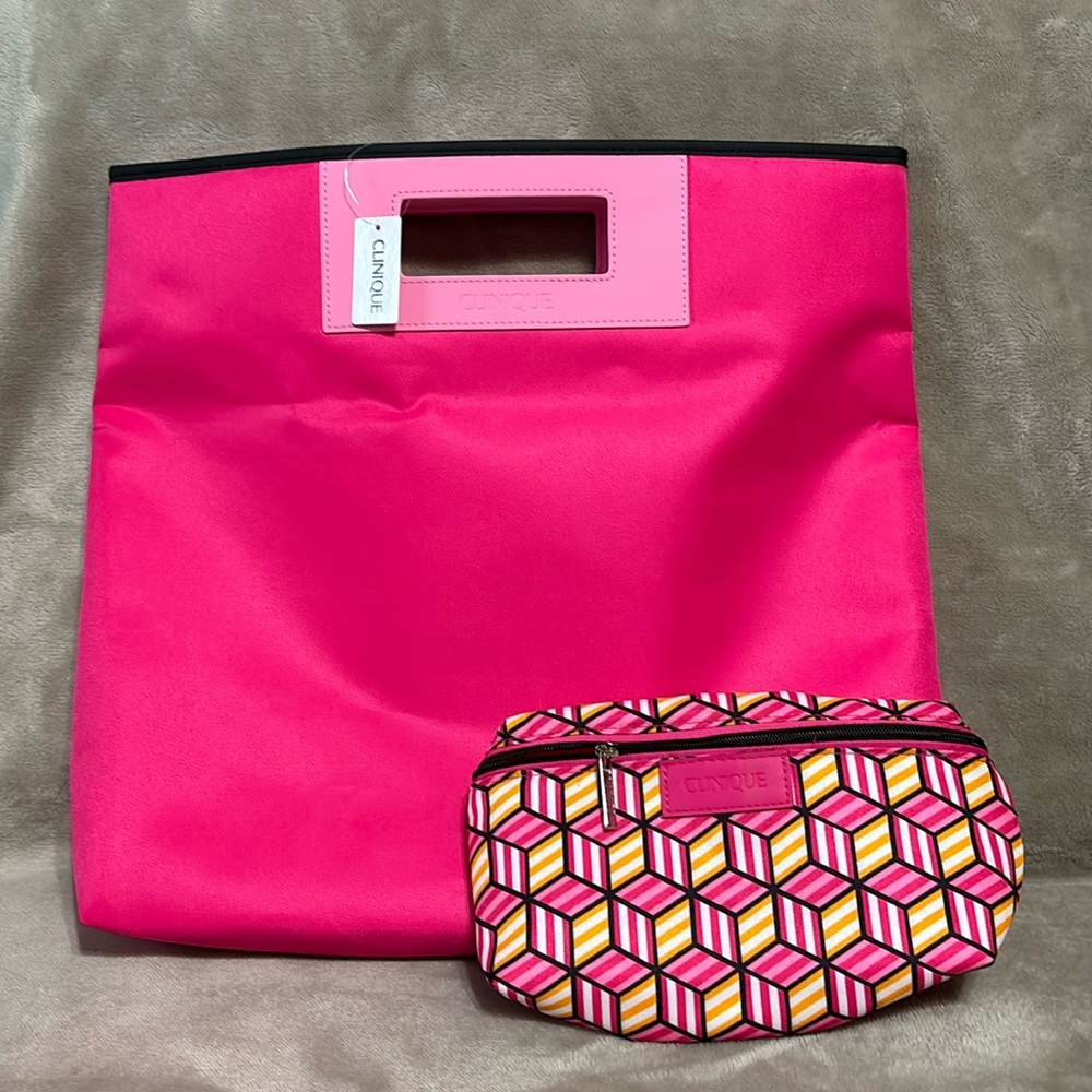 Clinique tote & makeup bag